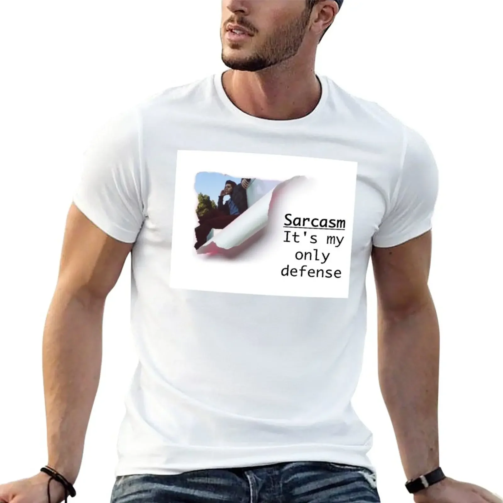 Sarcasm: It's My Only Defense T-Shirt for a boy sports fans plain white t shirts men
Sarcasm: It's My Only Defense T-Shirt for a boy sports fans plain white t shirts men