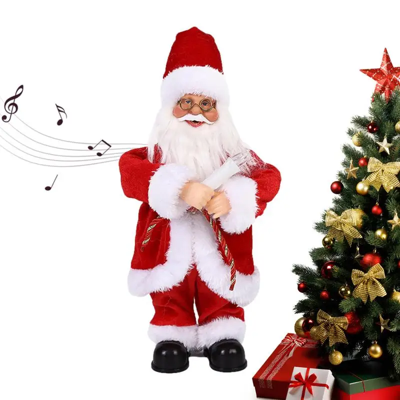 

Музыкальный танцующий Санта пение забавная электрическая игрушка Рождественская фотофигурка Вибрирующая голова с очками для детей Рождественский подарок