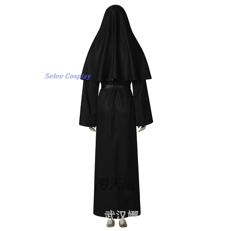 

2024 New Nun Scary Cosplay Costume Party Fancy Carnaval Clothes The Women Horror Movie Nun Halloween Conjuring Ghost Black Suit