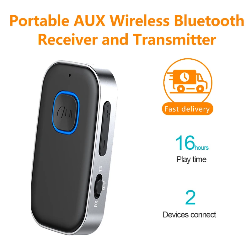 

2in1 Wireless Bluetooth 5.0 Receiver Transmitter Adapter 3.5mm Jack For Car TV Music Audio Aux A2dp Handsfree Headphone Reciever