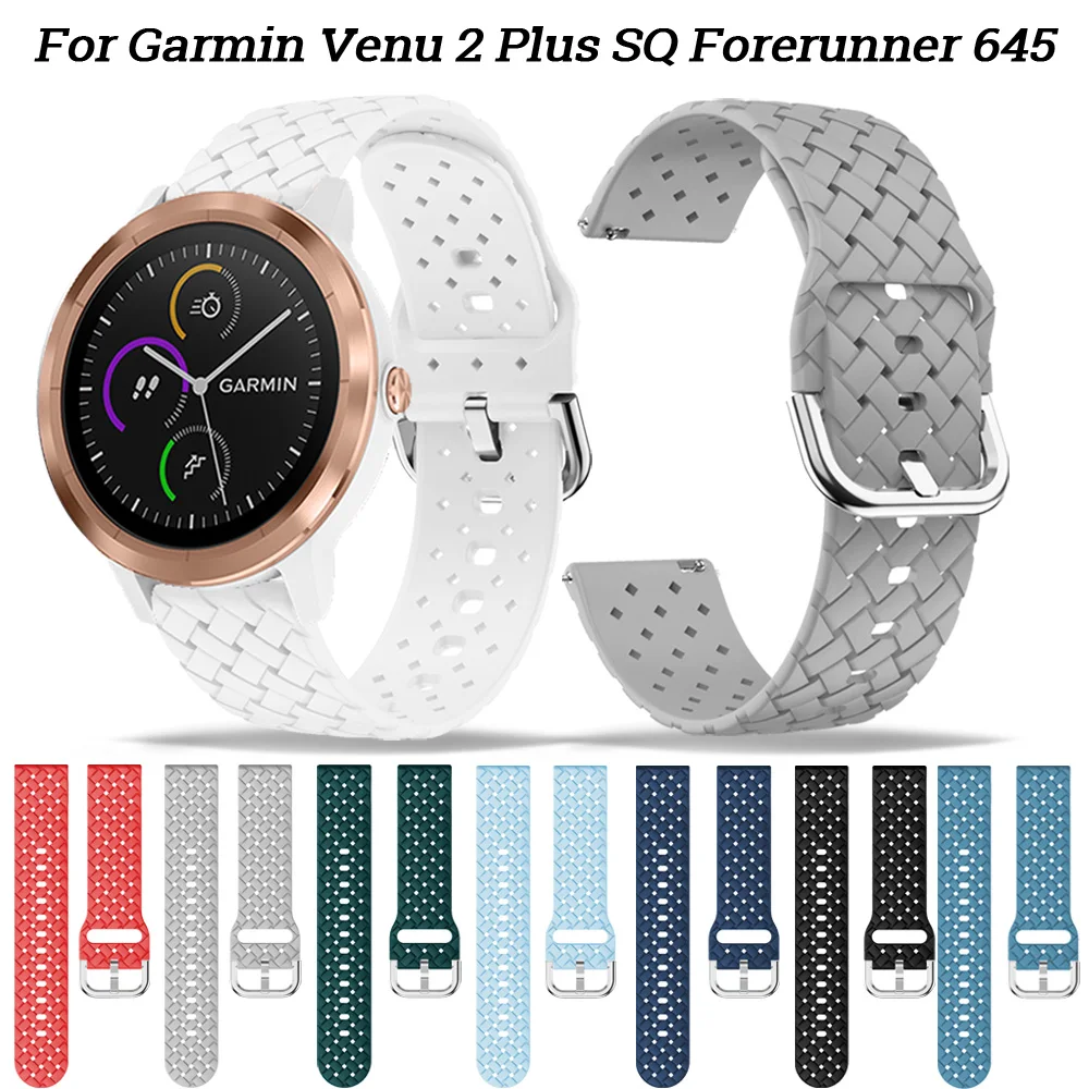 

20mm Smart Watch Band For Garmin Vivoactive 3 Venu SQ 2 Plus Vivomove HR Forerunner 645 245m Silicone Strap Watchbands Accessory