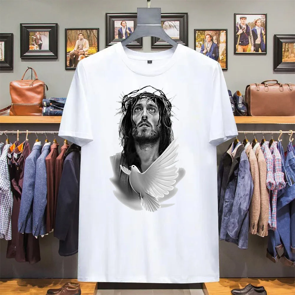 Men's fashion pure cotton T-shirt summer short sleeve Son of God Jesus Christ printed undershirt
Men's fashion pure cotton T-shirt summer short sleeve Son of God Jesus Christ printed undershirt