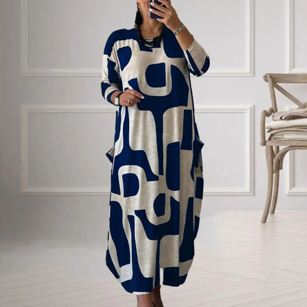 Women Retro Dress Plus Size Casual Dress Stylish Women's Color Matching Print Maxi Dress with Long Sleeves O Neck for Lady
Women Retro Dress Plus Size Casual Dress Stylish Women's Color Matching Print Maxi Dress with Long Sleeves O Neck for Lady
