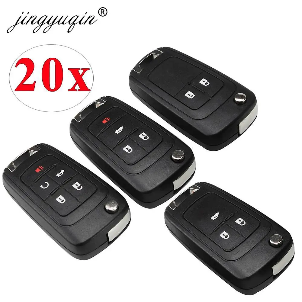 

jingyuqin 20pcs/lot 2/3/4/5 Buttons Flip Folding Car Key Shell for Chevrolet Cruze Remote Key Case Keyless Fob Uncut HU100 Blade