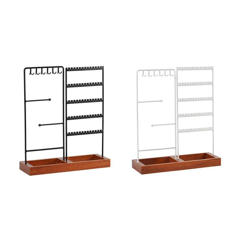 Вешалка для сережек, железная подставка, 5 ярусов, стойка для сережек с деревянной основой для сережек, ожерелий, браслетов, колец
Вешалка для сережек, железная подставка, 5 ярусов, стойка для сережек с деревянной основой для сережек, ожерелий, браслетов, колец