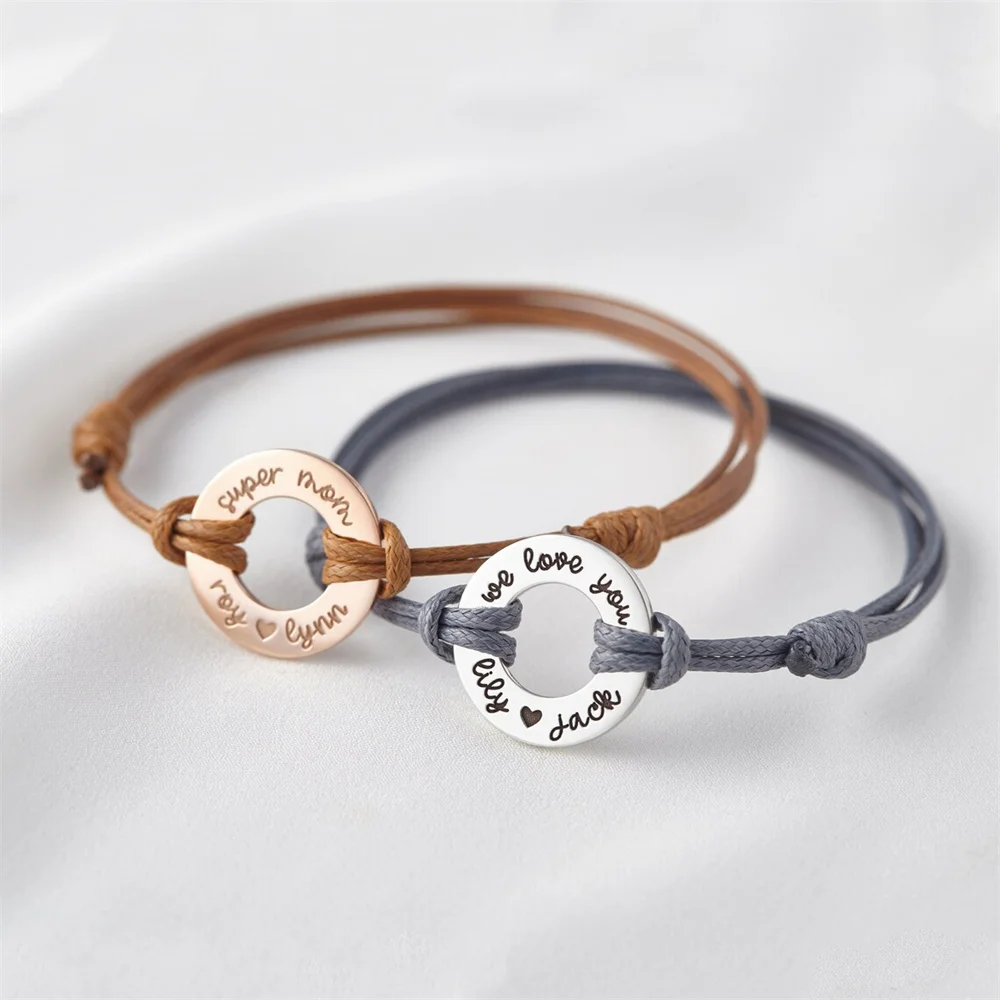 Custom Engraved Lovers Name Bracelet Stainless Steel Round Adjustable Rope Chain Bangle Personalize Jewelry Gifts for Couples
Custom Engraved Lovers Name Bracelet Stainless Steel Round Adjustable Rope Chain Bangle Personalize Jewelry Gifts for Couples