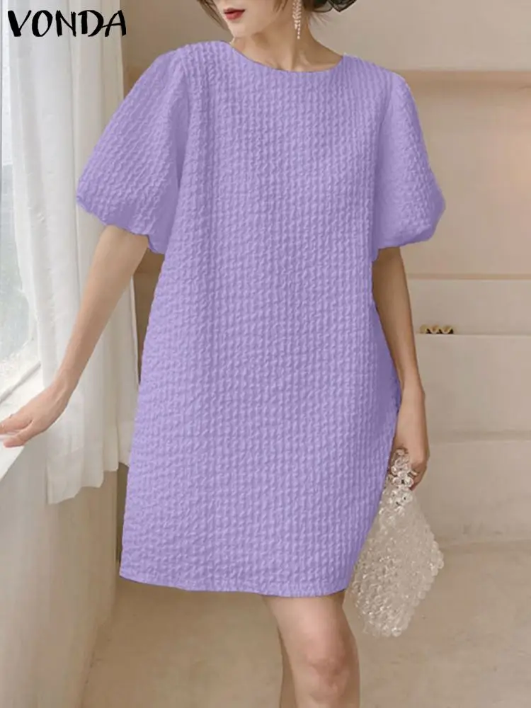 VONDA Oversized Elegant Solid Party Dress Women Summer Mini Sundress Fashion Casual Loose Pockets Short Puff Sleeve Vestidos
VONDA Oversized Elegant Solid Party Dress Women Summer Mini Sundress Fashion Casual Loose Pockets Short Puff Sleeve Vestidos
