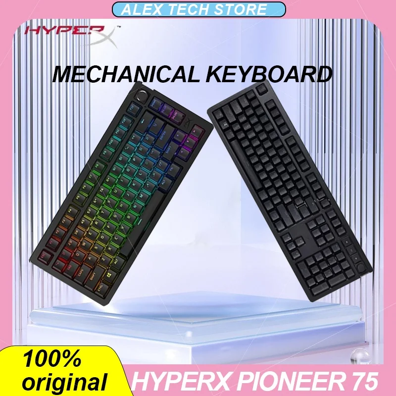

Hyperx Pioneer 75 Mechanical Keyboard Rgb Hot Plug Gasket Structure Customization E-Sports Keyboards Volume Knob Pc Accessory