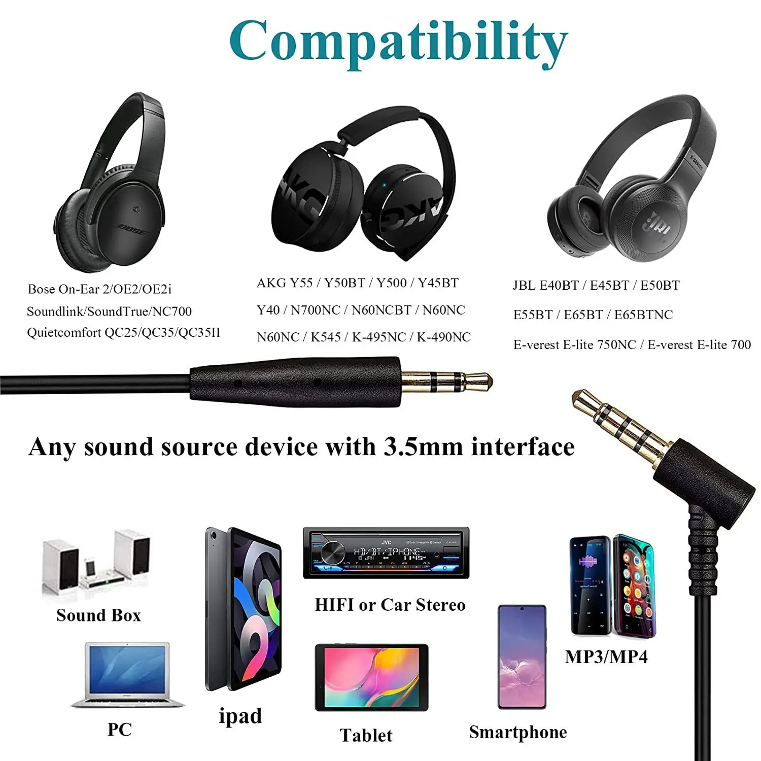For Bose Quiet Comfort 45 QC25 QC35 SoundTrue OE2 OE2i AE2 AE2i Headphones 2.5mm to 3.5mm Audio Cable Replacement 140cm For Bose Quiet Comfort 45 QC25 QC35 SoundTrue OE2 OE2i AE2 AE2i Headphones 2.5mm to 3.5mm Audio Cable Replacement 140cm