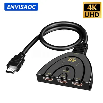 HDMI 호환 스위치 KVM 분배기, DVD HDTV Xbox PS3 PS4 용, 4K 2K 3D 3 입력 1 출력 미니 3 포트 Video 스위처 허브 1080P