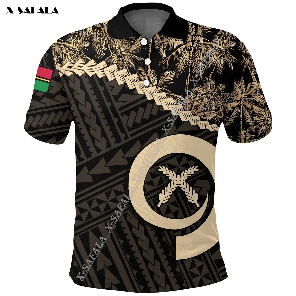 

2023 Vanuatu флаг полинезийская Татуировка 3D печать мужская рубашка поло с коротким рукавом Роскошная летняя футболка дышащая Спортивная