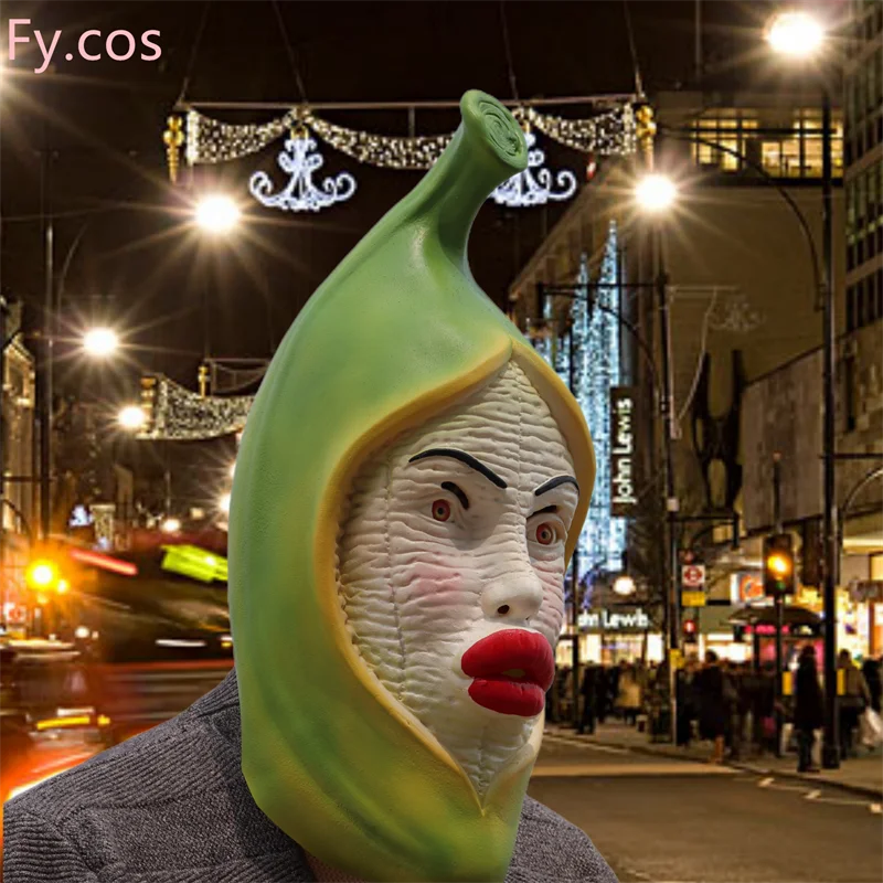 Prank Spoof Banana Mask Carnival Cosplay Latex Full Face Adult Woman Disguise Funny Fruit Scream Cyberpunk Halloween Men Costume
Prank Spoof Banana Mask Carnival Cosplay Latex Full Face Adult Woman Disguise Funny Fruit Scream Cyberpunk Halloween Men Costume