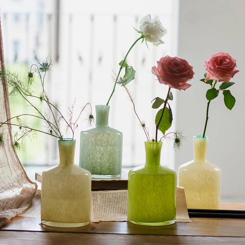 

Стеклянная ваза ручной работы, настольные декоративные цветочные вазы, Европейский Декор для спальни, органайзер для сухих цветов