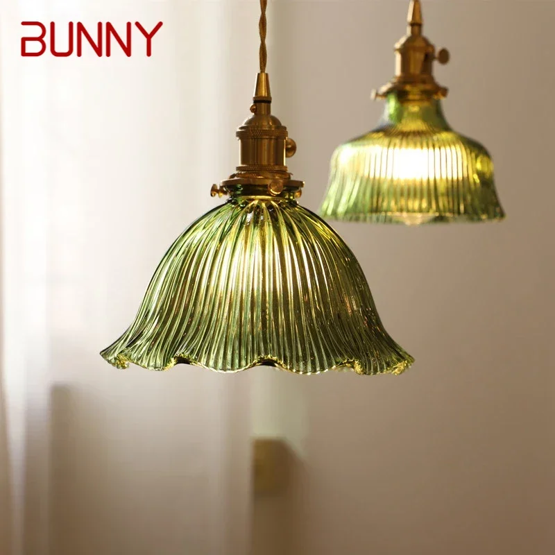 

Скандинавская латунная Подвесная лампа BUNNY, Современная прикроватная лампа для спальни, арт-лампа из искусственного стекла, люстра для ресторана, бара, коридора