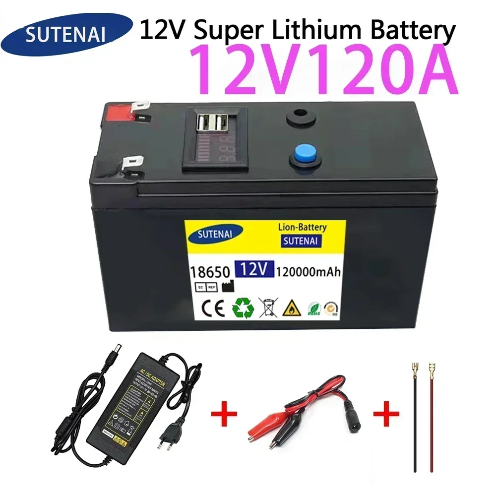 12V Battery 120Ah 18650 lithium battery pack Rechargeable battery for solar energy electric vehicle battery+12.6v3A charger
12V Battery 120Ah 18650 lithium battery pack Rechargeable battery for solar energy electric vehicle battery+12.6v3A charger