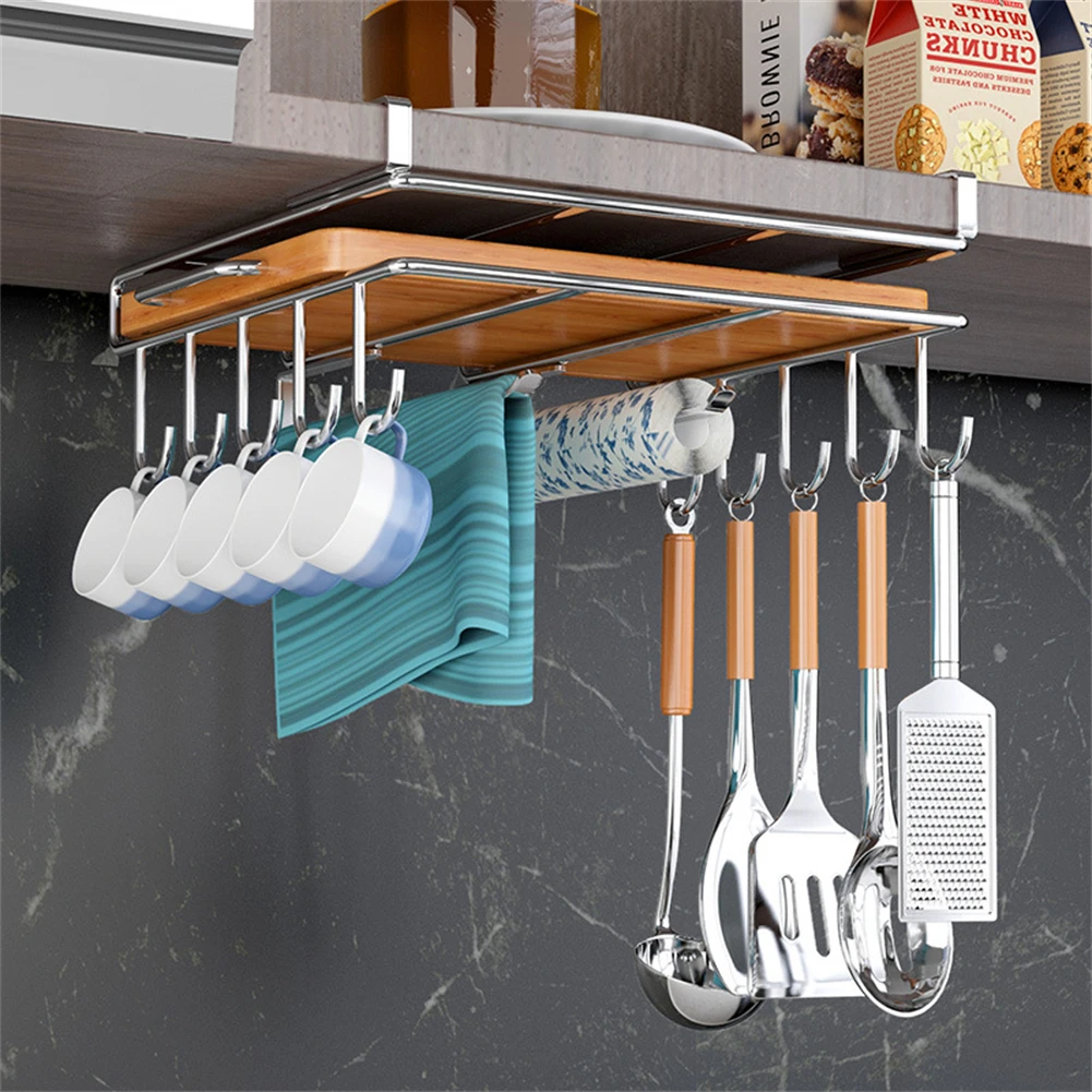 Kitchen Hanging Rack Cutting Board Holder With Hooks For Pot Cover Rags Storage Hanging Rack Under Kitchen Cabinet
Kitchen Hanging Rack Cutting Board Holder With Hooks For Pot Cover Rags Storage Hanging Rack Under Kitchen Cabinet