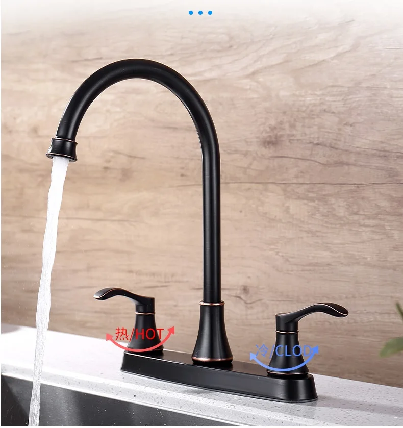 

8 Inch American ORB Washbasin Faucet Toilet Hot Cold Mixer Tap Brushed Nickel Double Handle Double Holes Basin Faucet