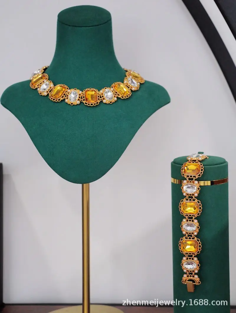 Vintage Style Gold Plated Citrine Pearl Necklace Bracelet Women's Fashion Accessories
Vintage Style Gold Plated Citrine Pearl Necklace Bracelet Women's Fashion Accessories