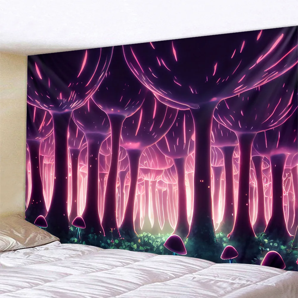 

Fantasy Mushroom tapestry wall hanging Bohemian home decoration hippie children's room decoration kawaii bed sheets beach mats