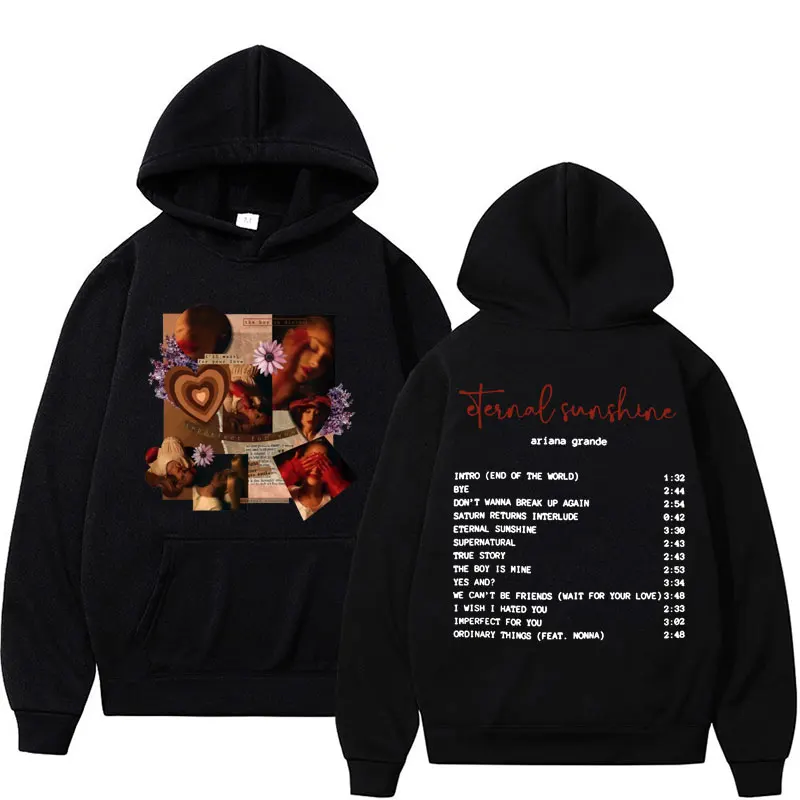 

Толстовка с капюшоном и графическим принтом Singer Ariana, 2024 пуловеры с изображением вечного солнечного света и музыкального альбома, толстовки, мужская и женская модная Толстовка в стиле хип-хоп и панк