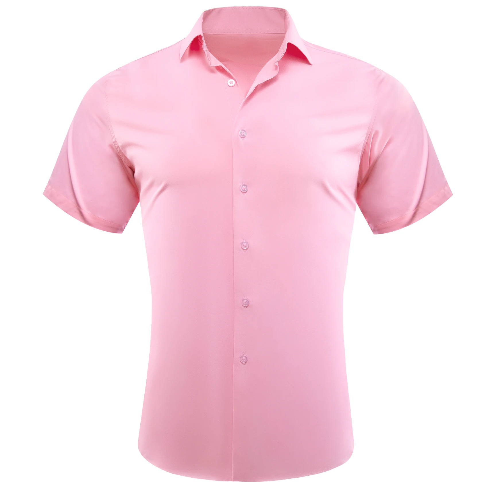 Designer Mens Shirts Summer Short Sleeve Pink Solid Silk Casual Slim Fit Tops Turn Down Collar Blouses Breathable Barry Wang
Designer Mens Shirts Summer Short Sleeve Pink Solid Silk Casual Slim Fit Tops Turn Down Collar Blouses Breathable Barry Wang