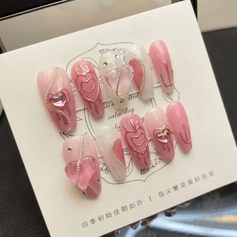 10Pcs XS S M L Pure Manual False Nail Hand-painted love Full Cover Press on Nails with Tool Box with Rhinestones
10Pcs XS S M L Pure Manual False Nail Hand-painted love Full Cover Press on Nails with Tool Box with Rhinestones