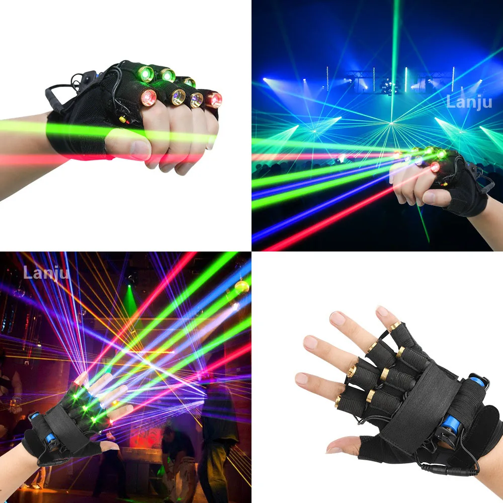 

Светодиодный лазерные перчатки для бара, ночного клуба, диджея, атмосферные световые эффекты, 3, зеленые, 2, фиолетовые, 2, красные линии, лазерный реквизит для сценического шоу, освещения