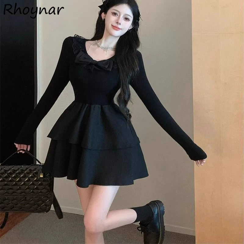 Puffy A-line Cake Dresses Women Black Bow Long Sleeve Chic Casual All-match Sweet Lovely Girls Streetwear Trendy Autumn Ins Y2k
Puffy A-line Cake Dresses Women Black Bow Long Sleeve Chic Casual All-match Sweet Lovely Girls Streetwear Trendy Autumn Ins Y2k