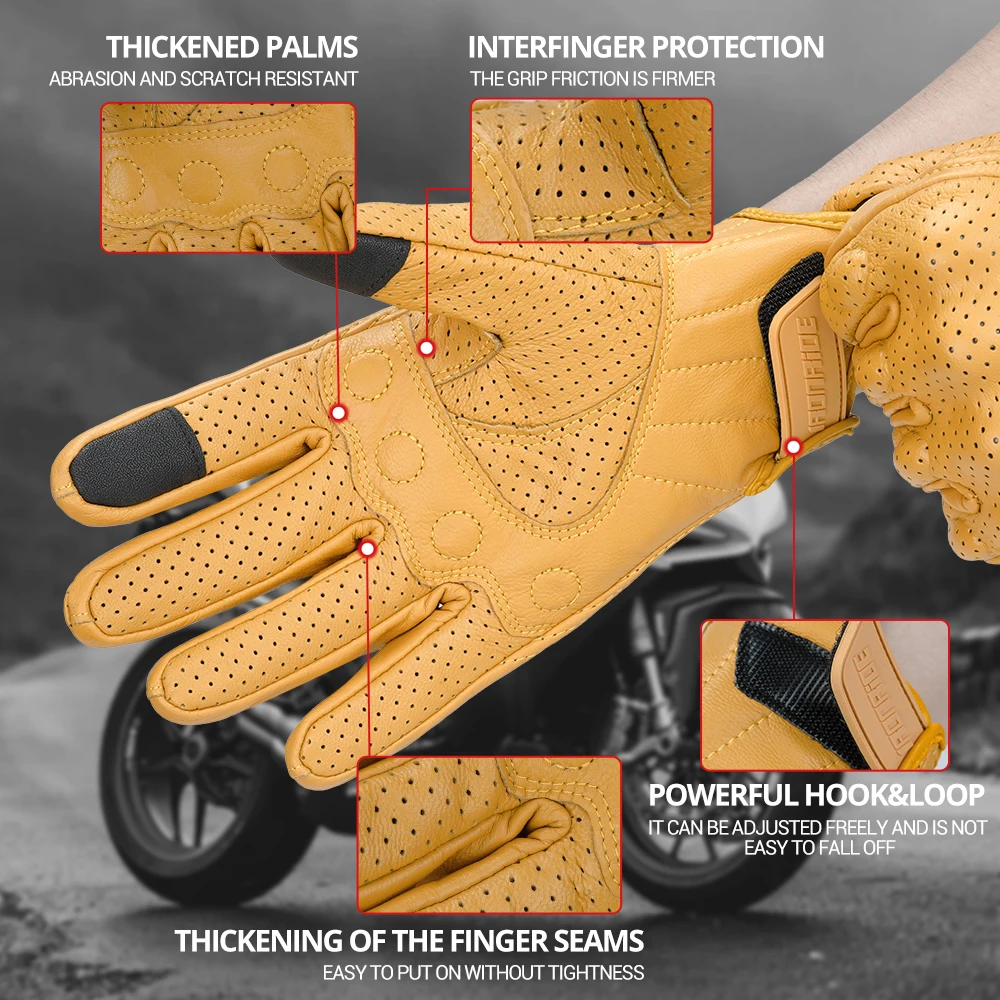 Leather Motorcycle Gloves Summer Breathable Mesh Moto Gloves Touch Function Motorbike Gloves Motocross Off-Road Racing Gloves Leather Motorcycle Gloves Summer Breathable Mesh Moto Gloves Touch Function Motorbike Gloves Motocross Off-Road Racing Gloves