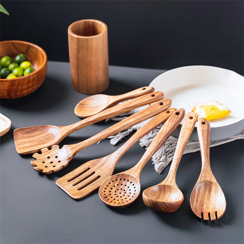 

1PC Acacia Wooden Cooking Spoon Natural Wooden Kitchen Tableware Tool Ladle Turner Rice Colander Soup Skimmer Scoop Utensils