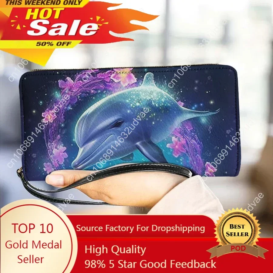 

Cute Dream Dolphin Purse Outdoor Multi-card Slots Zipper Designer Luxury Bags Fashion Card Holder Coin Purses Sac A Mains Femme