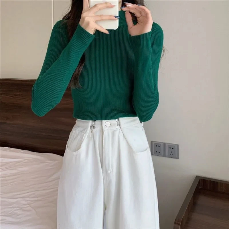 Women Pullovers Half High Collar Sweater Winter Slim Elastic Long Sleeve Top Korean Fashion Basic Cheap Jumper Solid Knitwears
Women Pullovers Half High Collar Sweater Winter Slim Elastic Long Sleeve Top Korean Fashion Basic Cheap Jumper Solid Knitwears