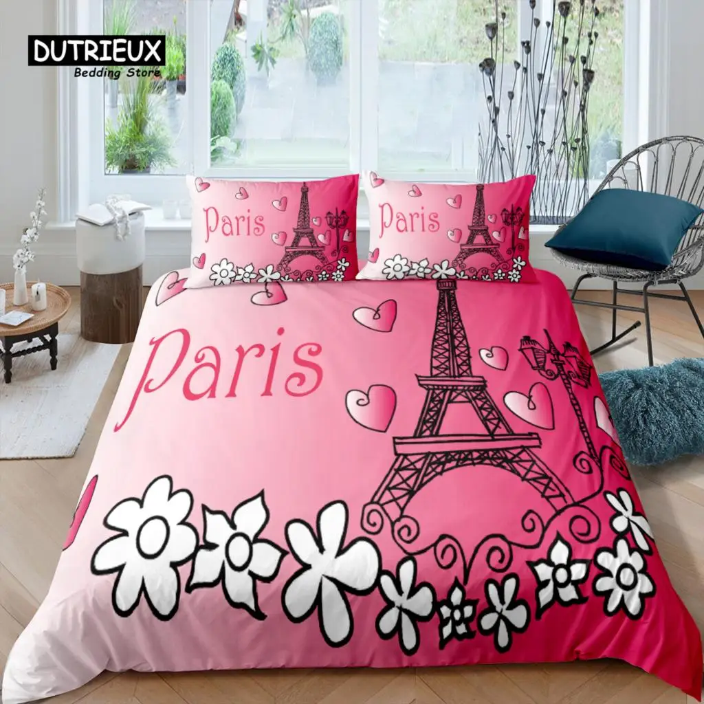

Home Living Luxury 3D Romantic Paris Bedding Set Duvet Cover Pillowcase Kids Bedding Set Queen and King EU/US/AU/UK Size