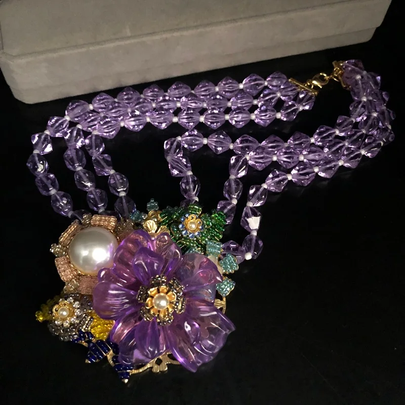 New European and American high quality medieval jewelry fresh sweet purple glass multi-layer necklace hand-woven high-grade 4 Mallzona S521776896a59441f908b0ef3b9d68536P New European and American high quality medieval jewelry fresh sweet purple glass multi-layer necklace hand-woven high-grade Mallzona