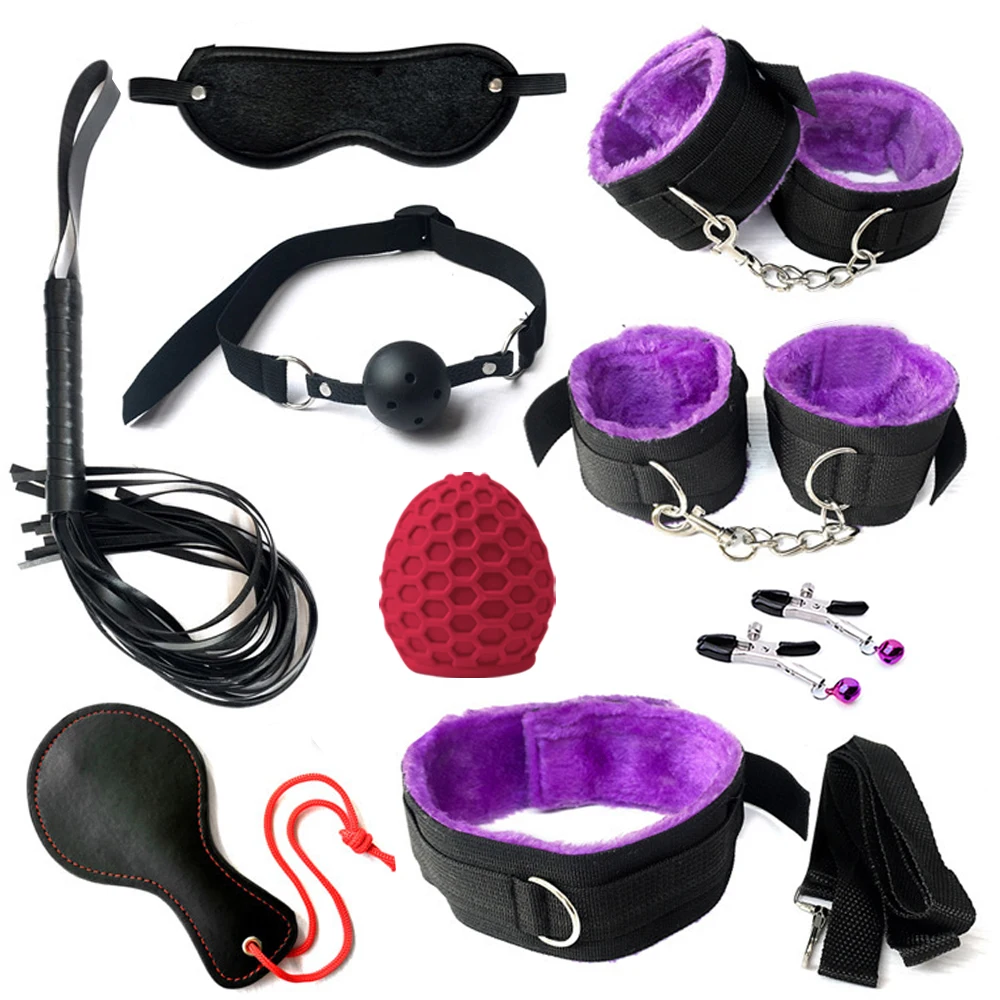 BDSM Bondage Restraint Set Sex Handcuffs Whip Anal Beads Anal Plug Bullet Butt Plug Vibrator S&M Fetish Sex Toy for Woman Adult BDSM Bondage Restraint Set Sex Handcuffs Whip Anal Beads Anal Plug Bullet Butt Plug Vibrator S&M Fetish Sex Toy for Woman Adult