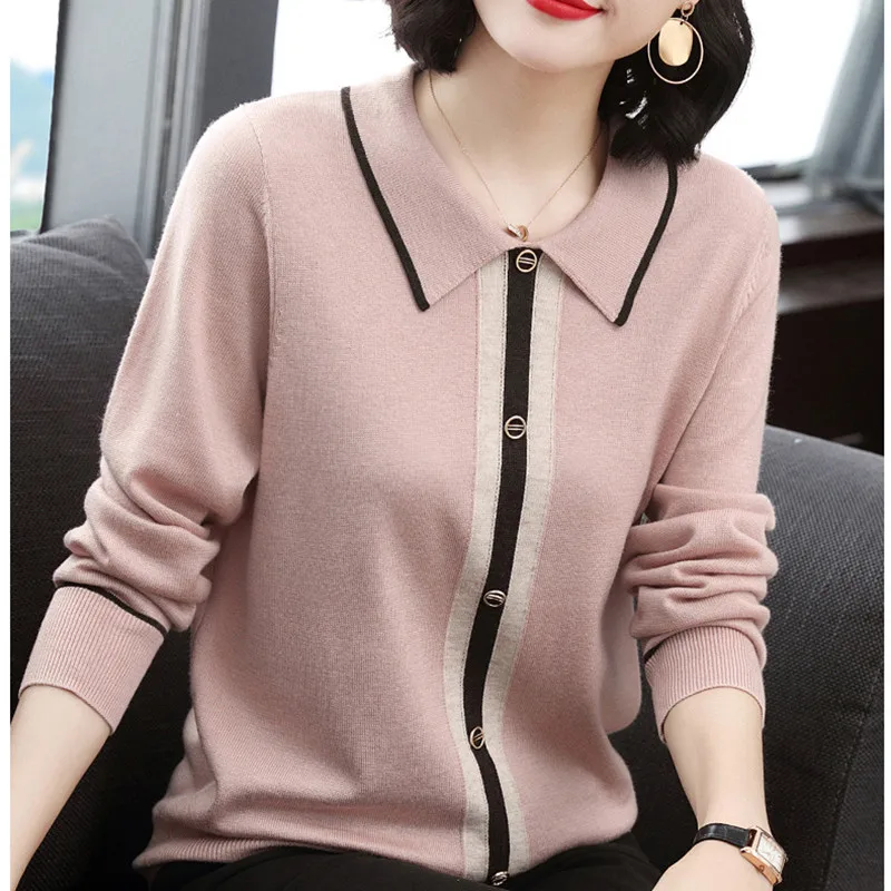 Knitted Women's Slim Polo Collar Top Spring Autumn New Vintage Middle Aged Mother Long Sleeve Bottom Sweater Elegant Pullovers
Knitted Women's Slim Polo Collar Top Spring Autumn New Vintage Middle Aged Mother Long Sleeve Bottom Sweater Elegant Pullovers
