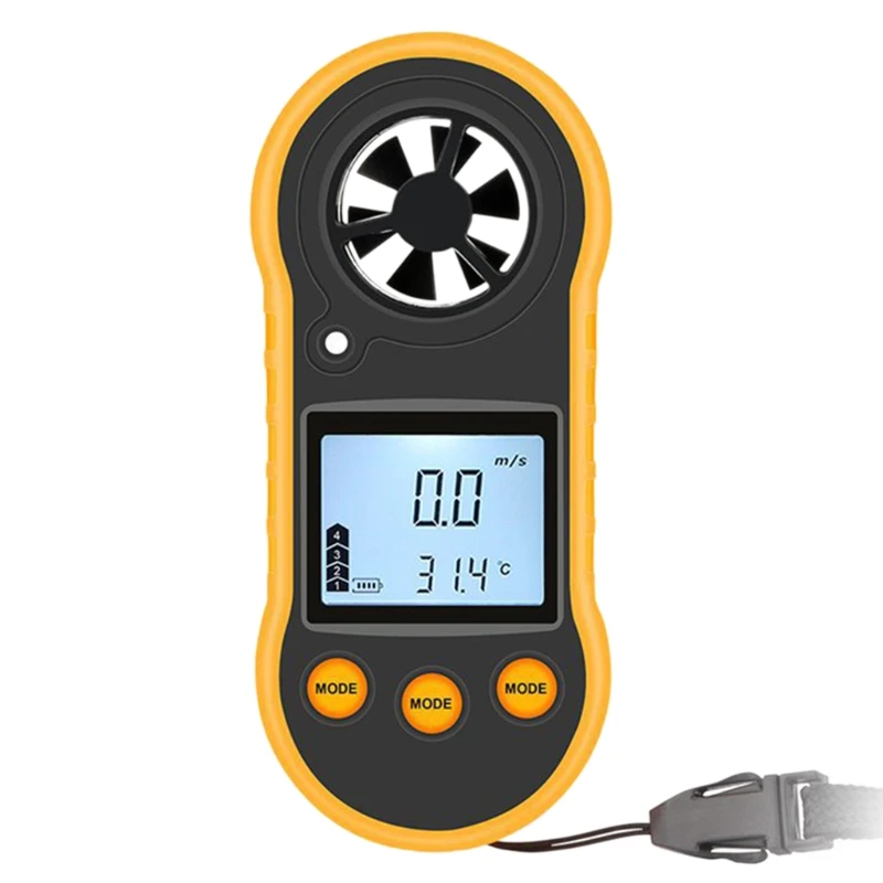 

Anemometer Handheld Digital Wind Speed Meter Gauge with Thermometer Temperature Backlit Applicable Hvac CFM Drop Shipping