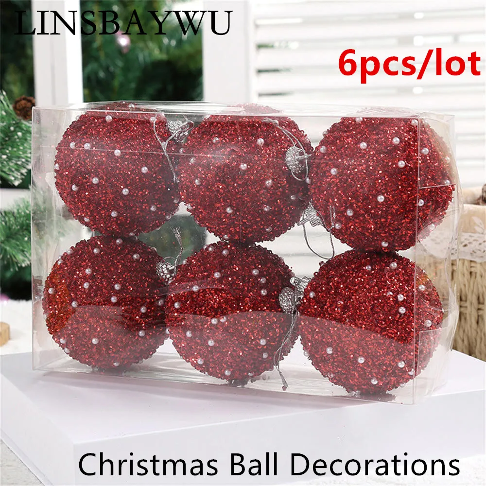 

6pcs 8cm Exquisite Christmas Ball Ornaments Christmas Tree Decorations Shatterproof Holiday New Year Xmas Party Hanging Balls