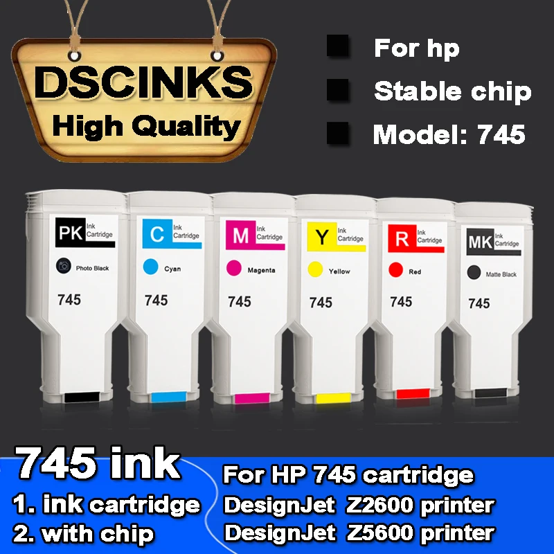 

Ink cartridge for HP 745 compatible ink cartridge for HP DesignJet Z2600 Z5600 printer with chip 300ml ink