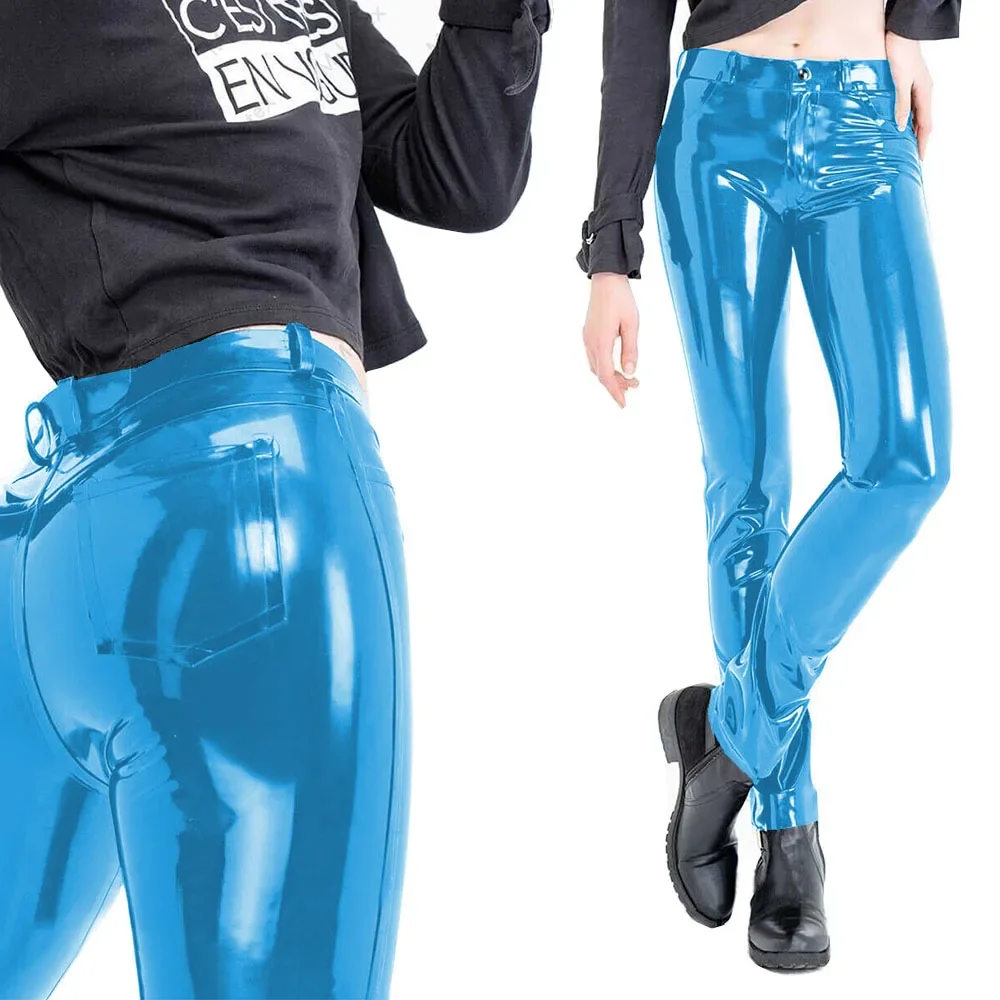 Fashion Women's Slim Fit Pencil Pants Wetlook PVC Leather Long Pants High Waisted Back Pockets Capris Streetwear Women Clothing 61 S521aeff1b84844f5b4ac349675b2b09ea