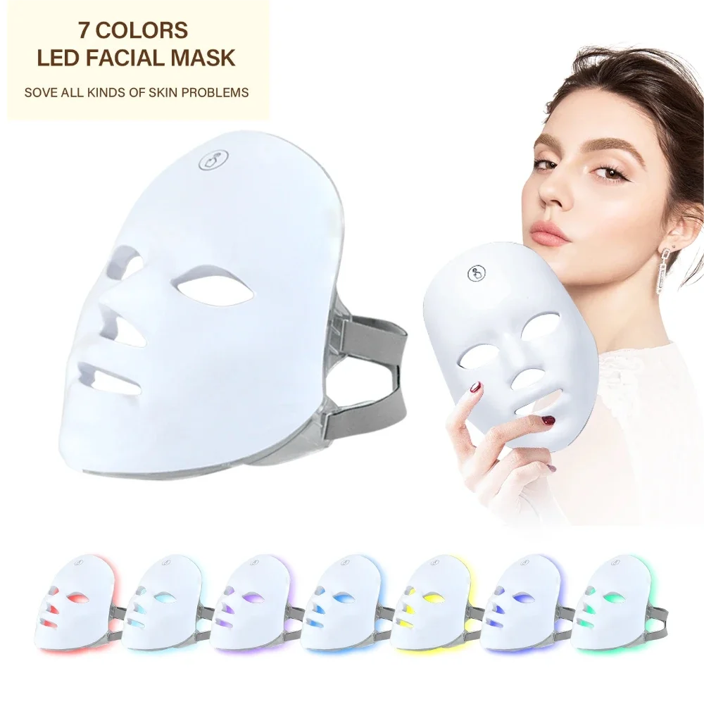 

Rechargeable LED masque 7 couleurs photon Therapy beauté masque rajeunissant peau anti - acné Home Lifting blanchiment beauté
