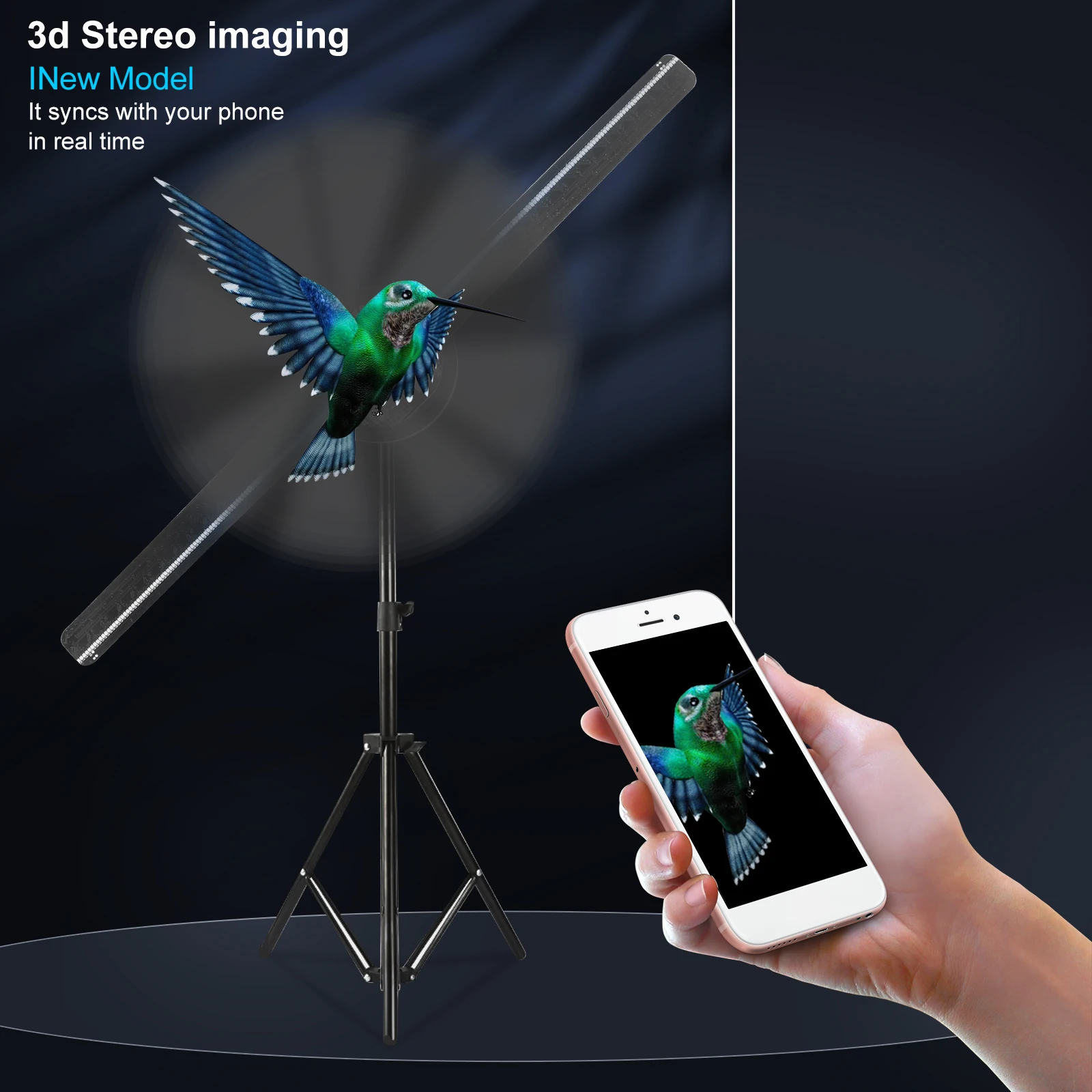 

Голографический 3D проектор Naked Eye для рекламы, 42 см вентилятор, светодиодный Wi-Fi голографический плеер с поддержкой изображения, видео, аудио дисплея