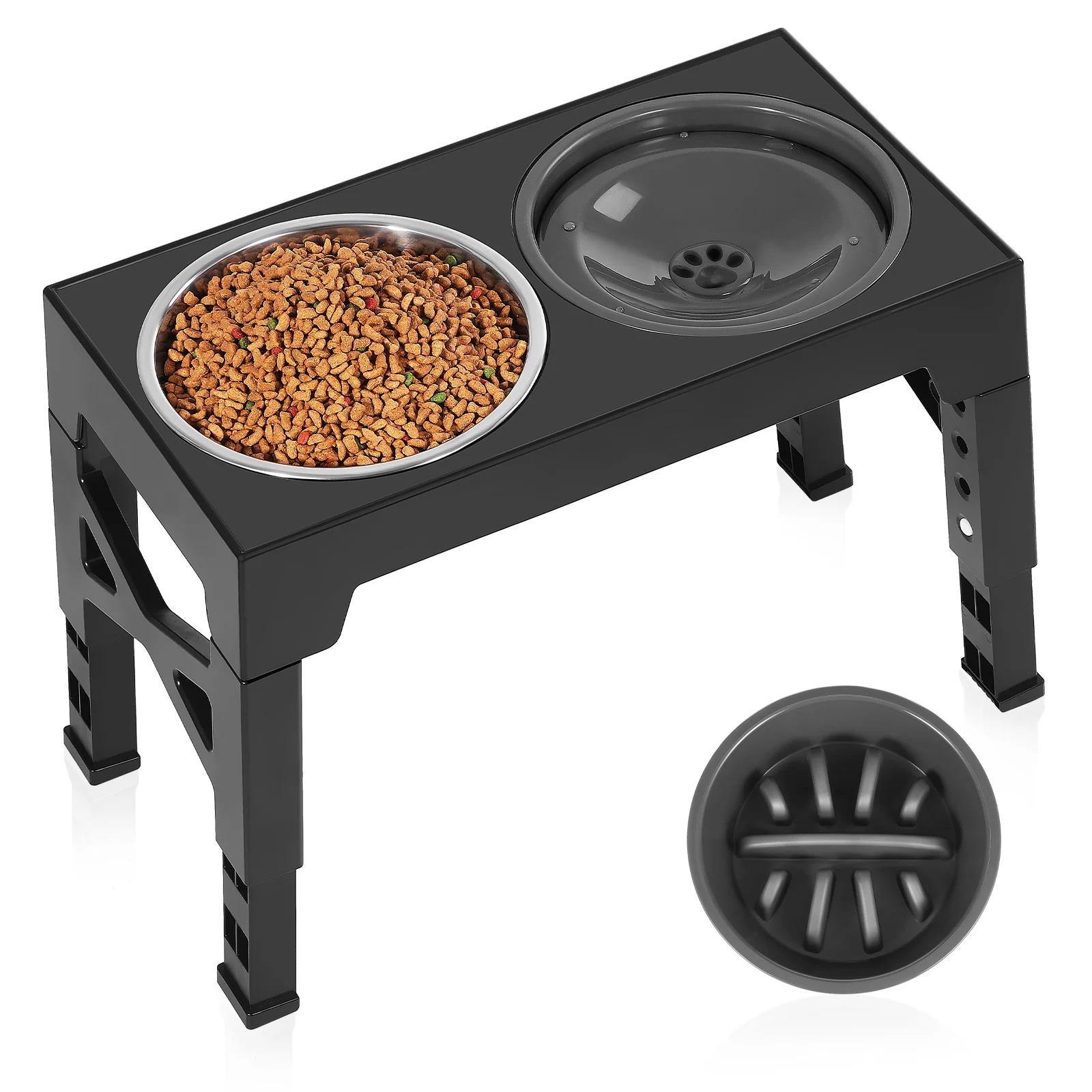 

Dog Overhead Double Bowl Adjustable Feeder Pet Food Feeding with Stand Brand New Material Abs Cat Bowls Puppy Elevated Raised