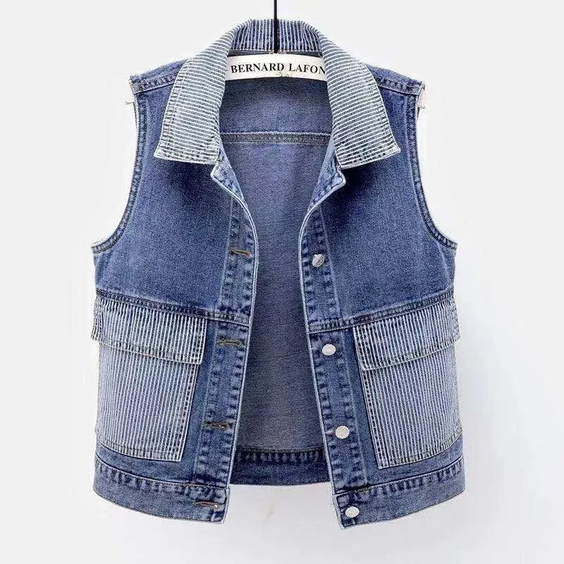 Denim Vest Jacket Women 2022 New Spring Autumn Slim Short Coats Pocket Jean Outwear Female Summer Vintage Waistcoat Fashion Tops
Denim Vest Jacket Women 2022 New Spring Autumn Slim Short Coats Pocket Jean Outwear Female Summer Vintage Waistcoat Fashion Tops