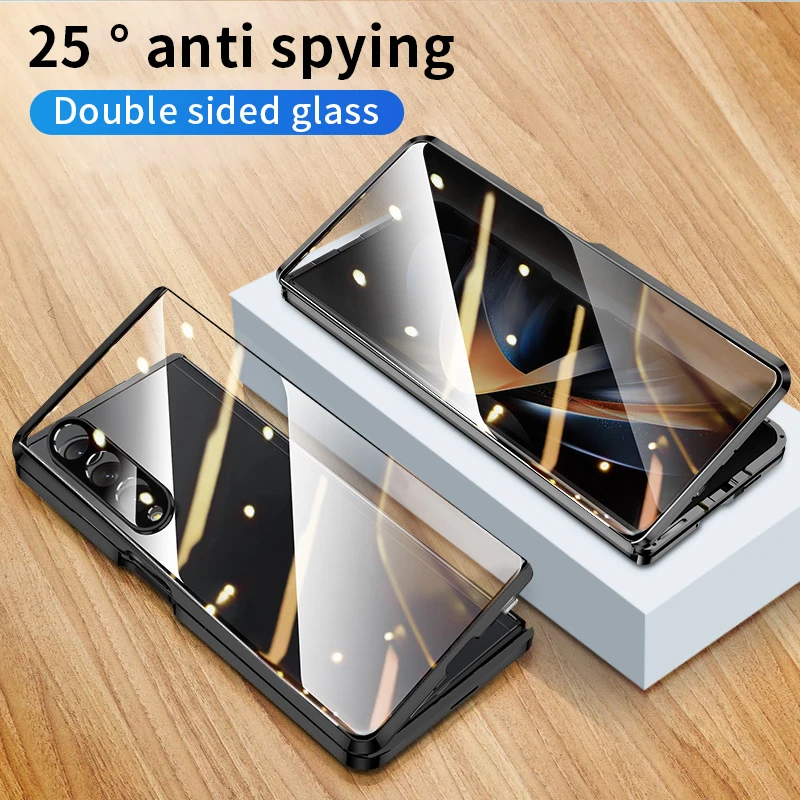 Alloy Metal Frame Bumper Magnetic Flip Case For Samsung Galaxy Z Fold 5 4 3 Fold4 Anti-Spy HD 9H Tempered Glass Protector Cover
Alloy Metal Frame Bumper Magnetic Flip Case For Samsung Galaxy Z Fold 5 4 3 Fold4 Anti-Spy HD 9H Tempered Glass Protector Cover