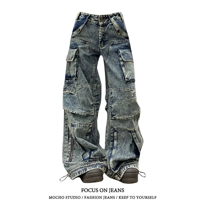 Oversized American Distressed Jeans Heavy Industry Big Pocket Cargo Pants Women's Loose Slim Street Design Jeans Fashion
Oversized American Distressed Jeans Heavy Industry Big Pocket Cargo Pants Women's Loose Slim Street Design Jeans Fashion