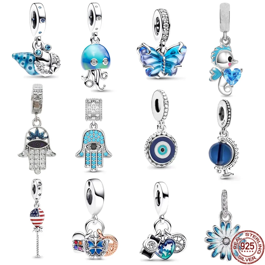 

Hot Sale 925 Sterling Silver Family Spinning Heart Globe & Daisy Flower Dangle Charm Beads Fit Original Pandora Bracelet Jewelry