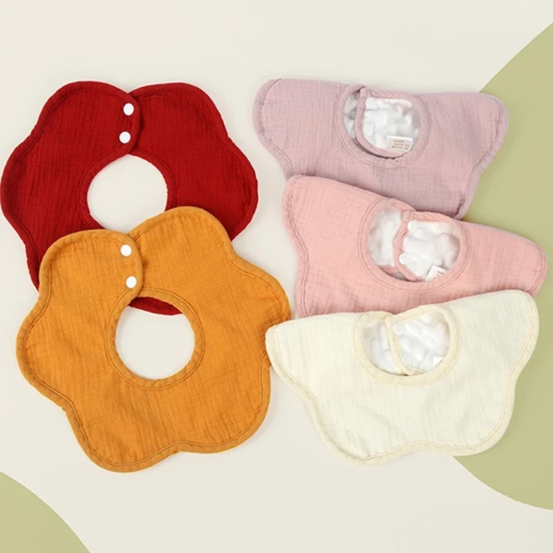 

New 6 Layers Cotton Gauze Baby Feeding Drool Bib Solid Thickened Infants Saliva Towel Soft Burp Cloth For Newborn Kid Bibs