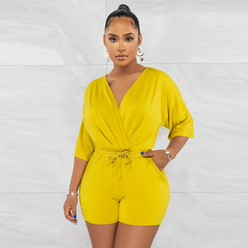 KEXU Half Sleeve Wrap V-neck Elastic Waist Playsuit 2023 Summer Women Fashion Street Yoga Acitve Fitness One Piece Suit Romper
KEXU Half Sleeve Wrap V-neck Elastic Waist Playsuit 2023 Summer Women Fashion Street Yoga Acitve Fitness One Piece Suit Romper