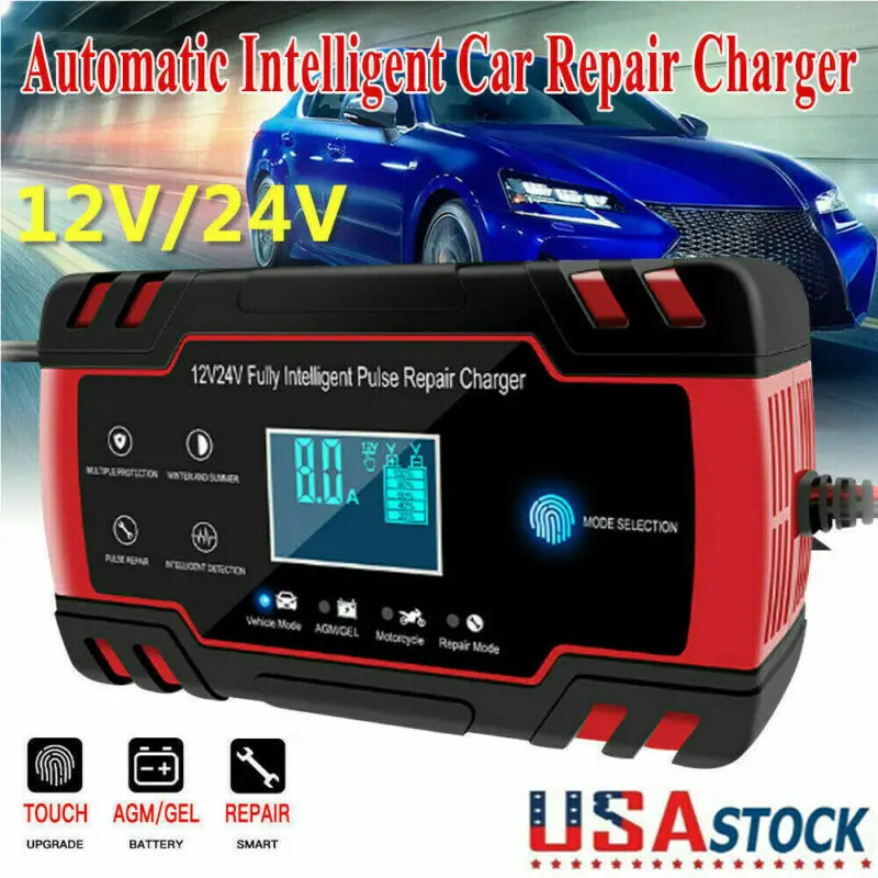 12v 24V 8A Car Battery Charger Fully Automatic Digital Smart Fast Charger for AGM GEL WET Lead Acid Battery Pulse Repair Charger 
12v 24V 8A Car Battery Charger Fully Automatic Digital Smart Fast Charger for AGM GEL WET Lead Acid Battery Pulse Repair Charger